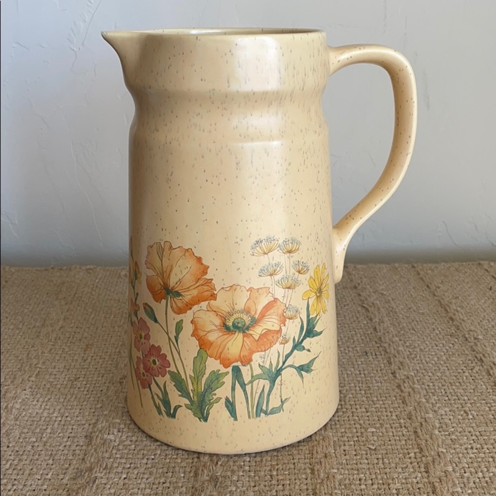 Speckled Pottery Pitcher style Vase with Handle - Picture 1 of 14